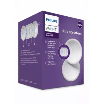 Philips Avent Wegwerp-zoogcompressen (100-pack) | Ultra-absorberend, contouren, individueel verpakt