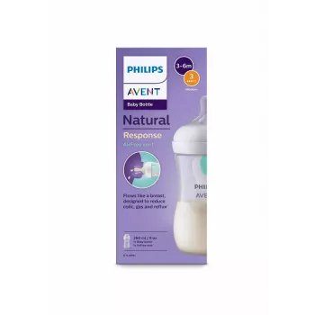 Philips Avent Natural Response anti-colic babyfles met AirFree ventiel 260 ml, middelgrote speen, 1M+