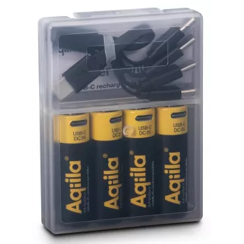 AQIILA USB-C oplaadbare AA lithium-ion-accu's, 1,2V, 4-pack (AQ200AA367C4)