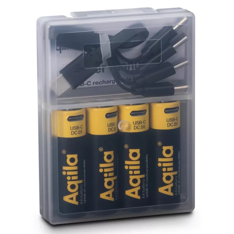 AQIILA USB-C oplaadbare AA lithium-ion-accu's, 1,2V, 4-pack (AQ200AA367C4)