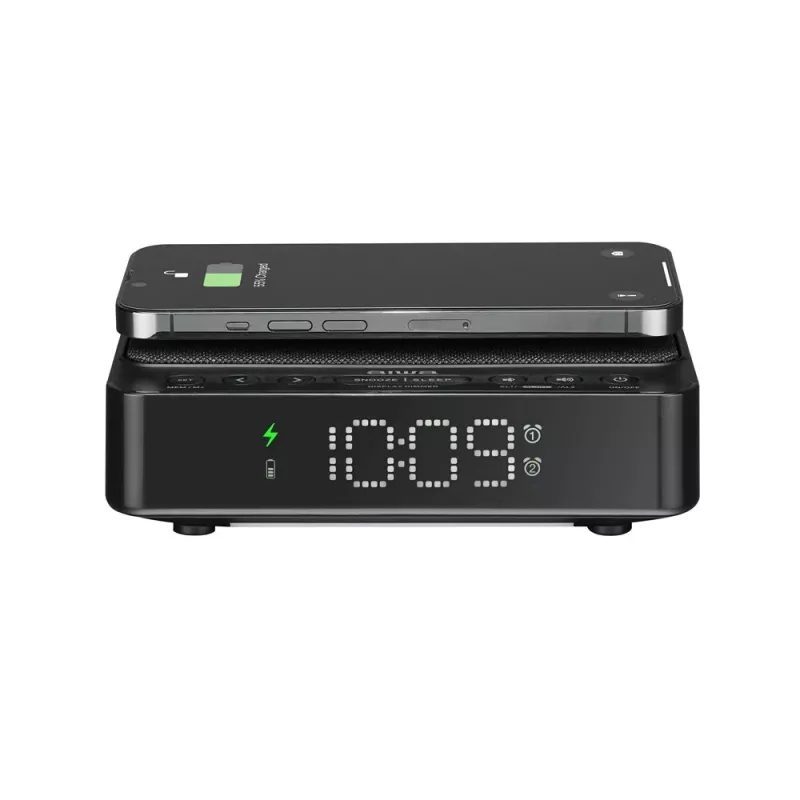 AIWA CR-30/BK digitale wekker met LED-display, FM/PLL-radio, zwart