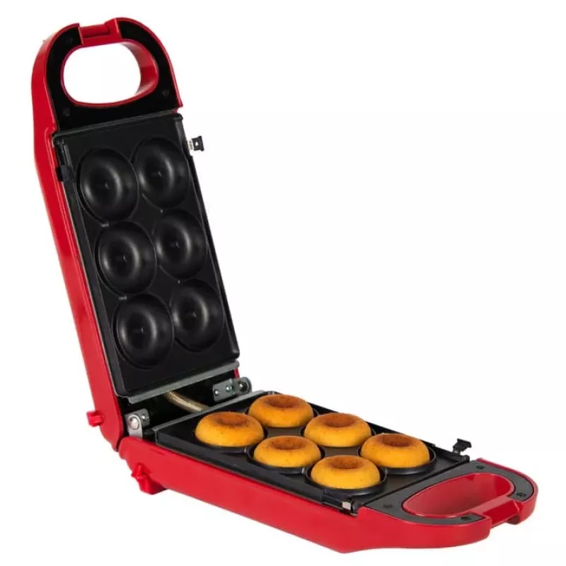 Trebs 6-in-1 snackmaker rood – wafels, sandwich, grill, donuts, poffertjes, cupcake