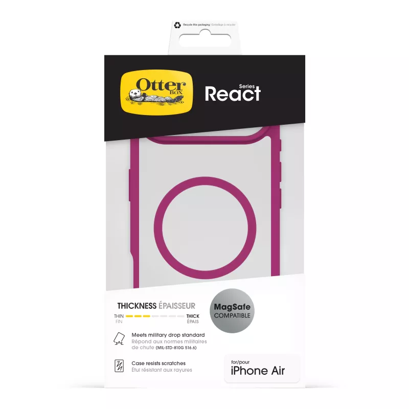 OtterBox React Series achterkant hoesje voor Apple iPhone Air – MagSafe-compatibel – Rose Crystal (roze/helder) 77-98614