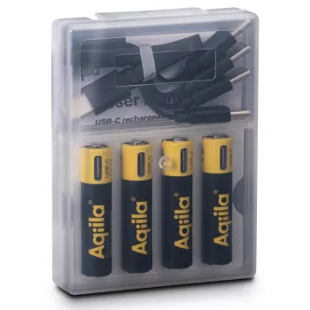 AQIILA AAA NiMH accu's met USB-C, 1,2 V, 600 mAh, 4-pack AQ60AAA374C4