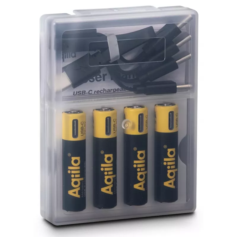 AQIILA AAA NiMH accu's met USB-C, 1,2 V, 600 mAh, 4-pack AQ60AAA374C4