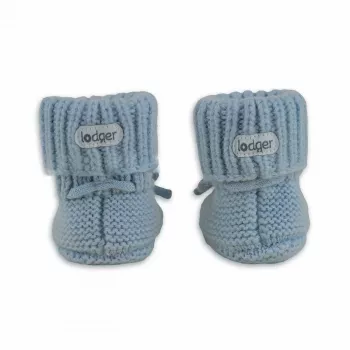 Lodger Slipper Merino Wool babyschoentjes, Blue Fogg, 6-12 maanden