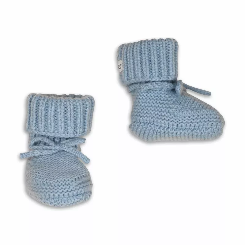 Lodger Slipper Merino Wool babyschoentjes, Blue Fogg, 6-12 maanden