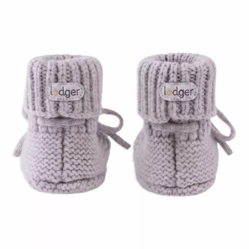 Lodger slipper Merino Wool baby booties, stone, 0-6 maanden