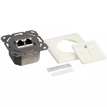 DSIT DC-Wall-In-STP6-I inbouw Cat. 6 afgeschermde dubbele RJ45-contactdoos, ivoor