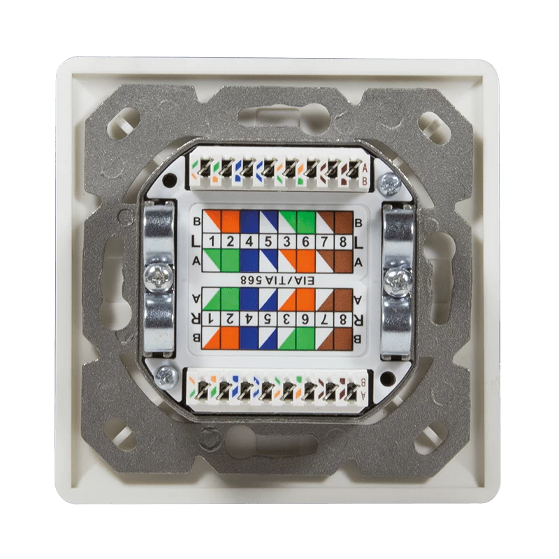 DSIT DC-Wall-In-STP6-I inbouw Cat. 6 afgeschermde dubbele RJ45-contactdoos, ivoor