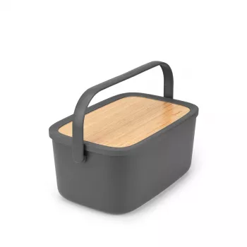 Brabantia Roll Top Broodtrommel, Mat Donkergrijs, 2-brood capaciteit, Staal