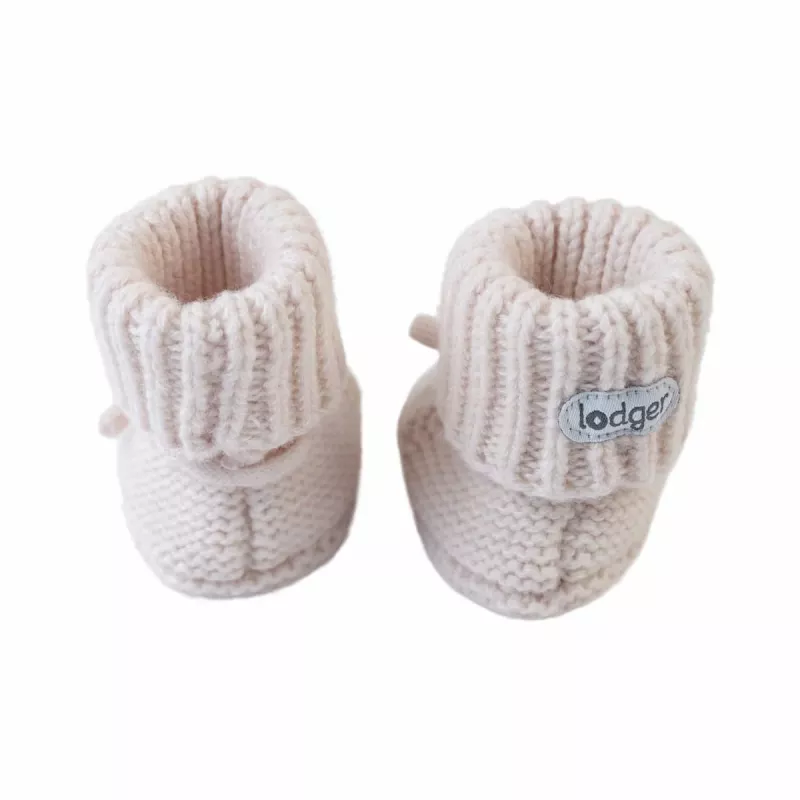 Lodger Slipper Folklore Merino-wollen babyschoenen, berk, 0-6 maanden