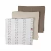 Lodger Swadler Solid Matcha katoenen puckdoek, birch, 70x70 cm, 3-pack