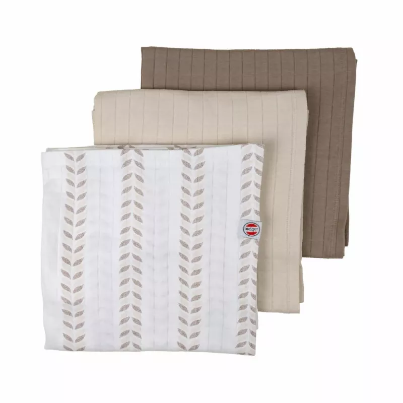 Lodger Swadler Solid Matcha katoenen puckdoek, birch, 70x70 cm, 3-pack