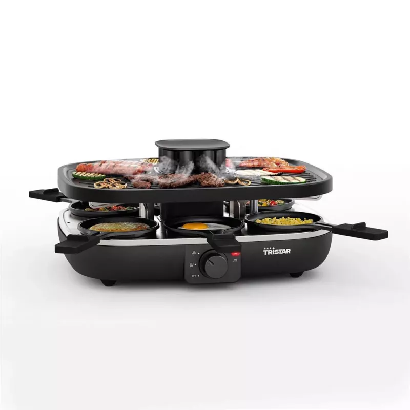 Tristar RA-2760 raclette-grill met 6 pannetjes, actieve ventilatie, zwart