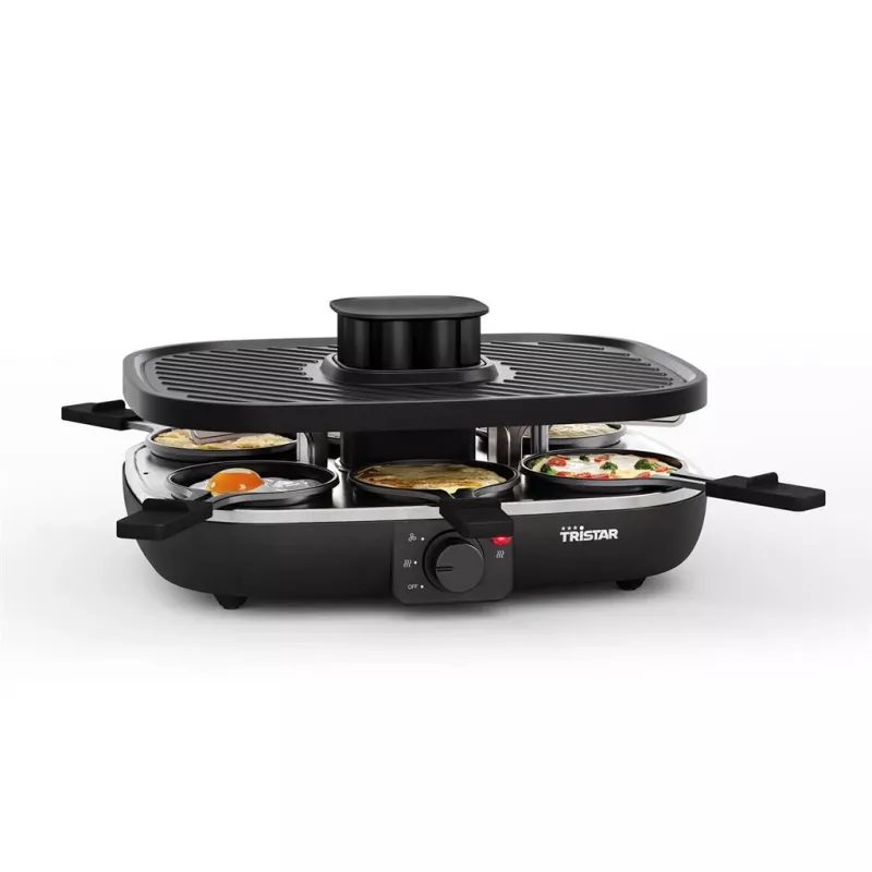 Tristar RA-2760 raclette-grill met 6 pannetjes, actieve ventilatie, zwart
