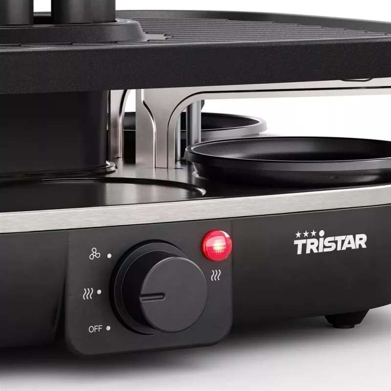 Tristar RA-2760 raclette-grill met 6 pannetjes, actieve ventilatie, zwart