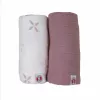 Lodger Swadler Solid Matcha katoenen puckdoek, Powder Rose, 110x110 cm, 2-pack