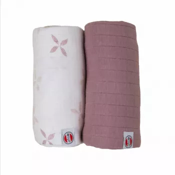Lodger Swadler Solid Matcha katoenen puckdoek, Powder Rose, 110x110 cm, 2-pack