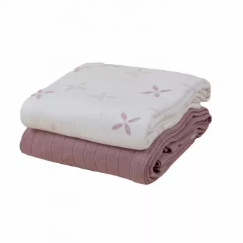 Lodger Swadler Solid Matcha katoenen puckdoek, Powder Rose, 110x110 cm, 2-pack