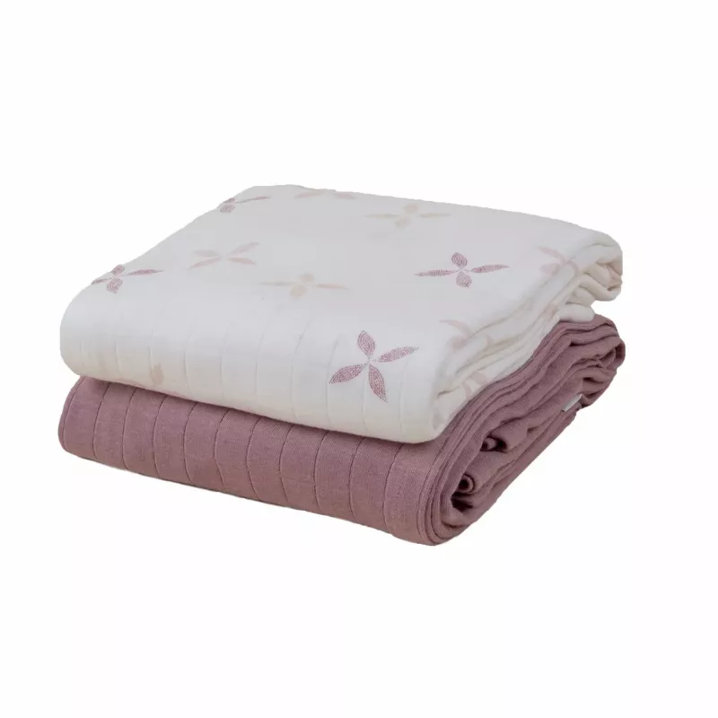 Lodger Swadler Solid Matcha katoenen puckdoek, Powder Rose, 110x110 cm, 2-pack