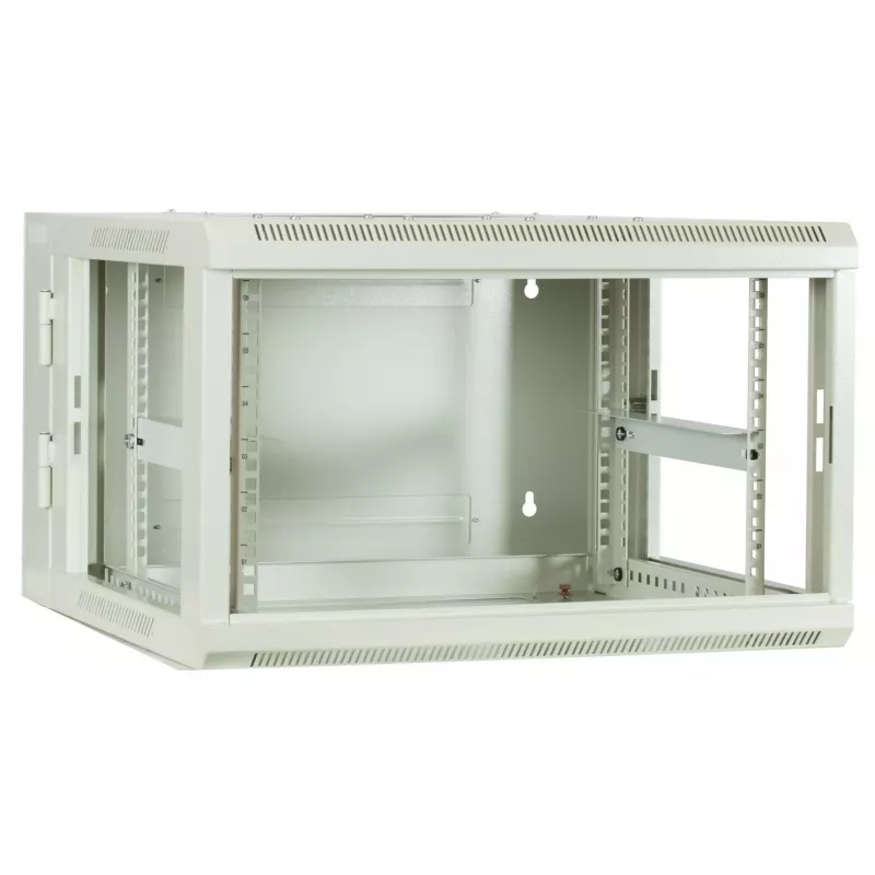 DSIT 6U wandmontage-serverkast met glazen deur, wit, 600x600x368 mm DS6606W-DOUBLE