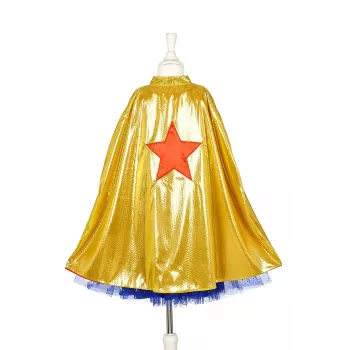 Souza! superheldin kostuumjurk met cape, roze/goud/blauw, 5-7 jaar (116-128 cm)