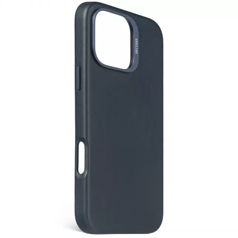 Decoded leren achterkantbescherming voor iPhone 16 Pro Max, MagSafe-compatibel, navy