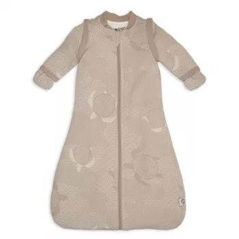 Lodger Hopper Matcha Turtle babyslaapzak met afneembare mouwen, beige, 50/62