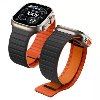 Spigen Athlex Air M armband voor Apple Watch 8/9/10/11/SE/Ultra (44/45/46/49 mm) - zwart/oranje