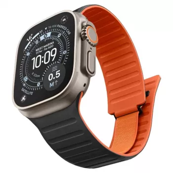 Spigen Athlex Air M armband voor Apple Watch 8/9/10/11/SE/Ultra (44/45/46/49 mm) - zwart/oranje