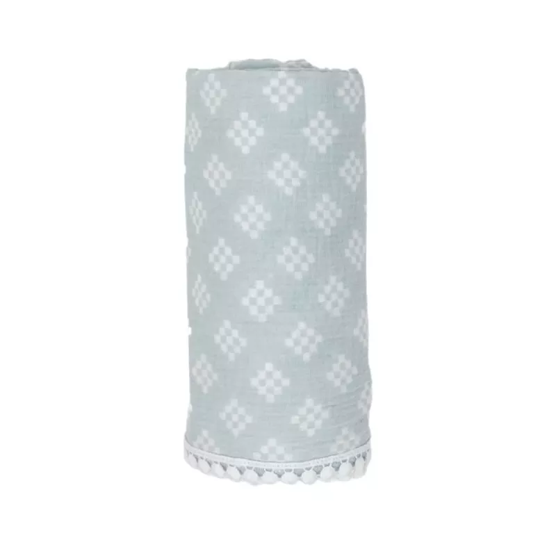 Lodger Swaddle Tribe musselin katoenen puckdoek 120x120 cm Ice Flow