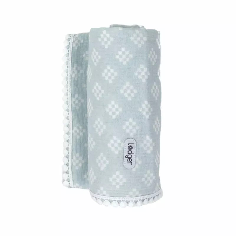Lodger Swaddle Tribe musselin katoenen puckdoek 120x120 cm Ice Flow