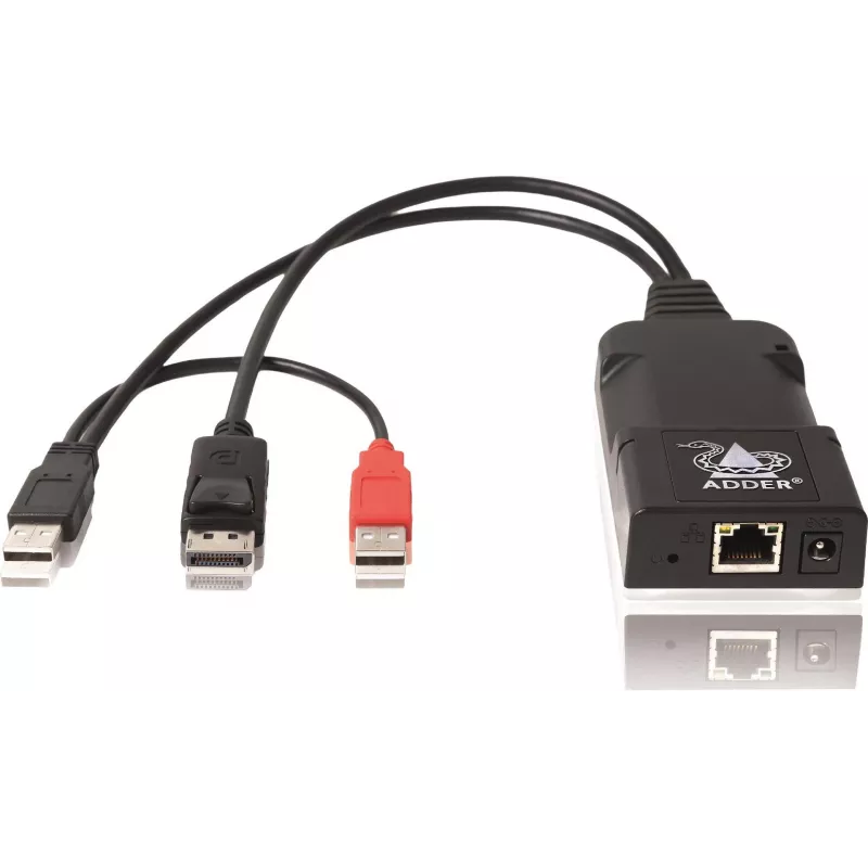 ADDER ALIF101T-DP DisplayPort KVM-extender zender via Cat5e/6/7 - 2560x1600, USB 2.0, audio, zwart aluminium