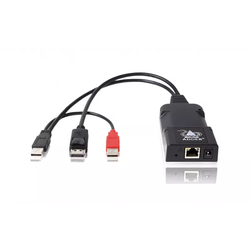 ADDER ALIF101T-DP DisplayPort KVM-extender zender via Cat5e/6/7 - 2560x1600, USB 2.0, audio, zwart aluminium