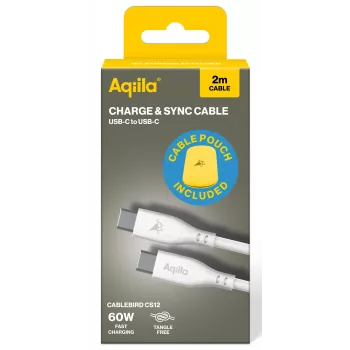 AQIILA Cablebird CS12 USB-C naar USB-C laad- en synchronisatiekabel 2m 60W zwart AQCBPBIC2SI829