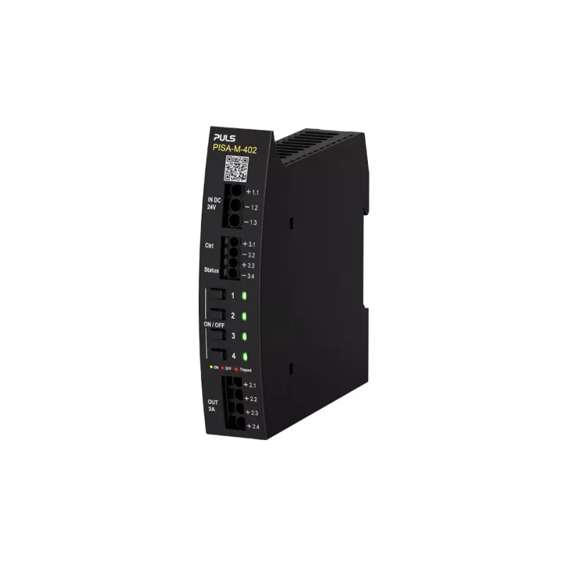 PULS PISA-M-402 elektronische beveiligingsschakelaar, 4-kanaals, 24 VDC, 8 A per kanaal, DIN-rail