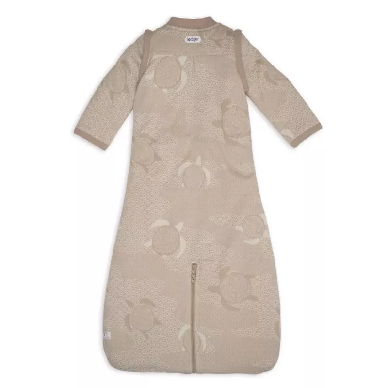 Lodger Hopper Matcha Turtle babyslaapzak met afneembare mouwen, beige, 68-80 cm