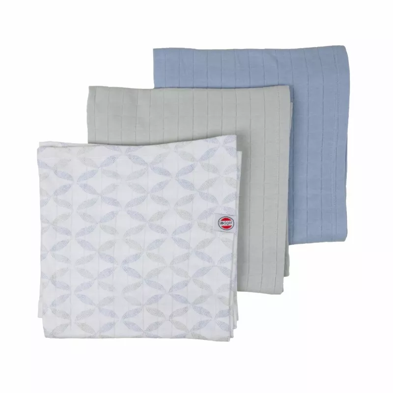 Lodger Swadler Solid Matcha katoenen puckdoek, peppermint, 70x70 cm, 3-pack