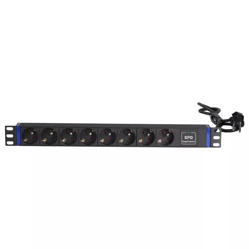 DSIT 19 inch 8-voudige overspanningsbeveiliging stekkerdoos met aardingscontact (DS-8PDU-SPD-PE)