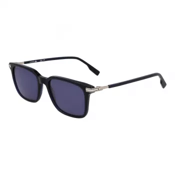 Lacoste heren L6035S-410 rechthoekige zonnebril, blauw montuur, grijze glazen, 53mm