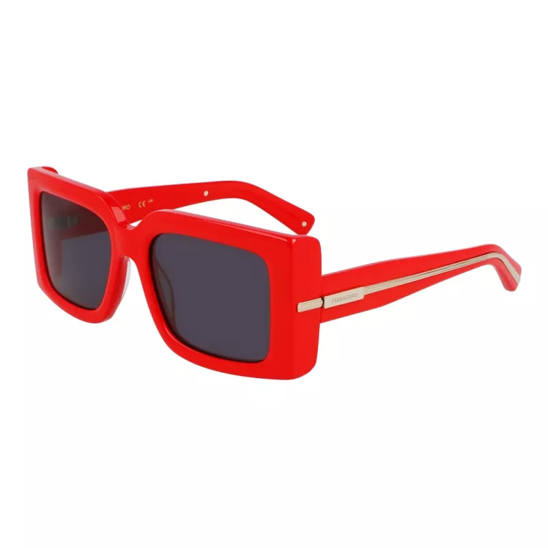Ferragamo SF2032S-600 dames cat-eye zonnebril, rood montuur, grijze Gradient glazen, 55/19/140 mm