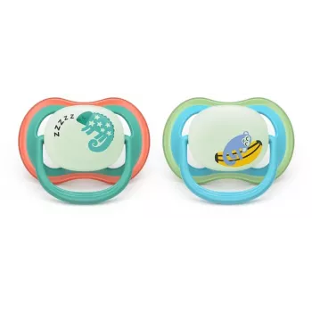 Philips Avent Ultra Air Night fopspeen 6-18 maanden, 2-pack, jongen, lichtgevend in het donker