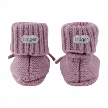 Lodger huisschoen Merino-wol baby booties, Mauve, 0-6 maanden