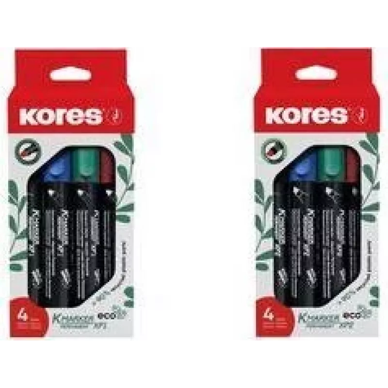 Kores ECO XP1 permanentmarker, ronde punt, 3 mm, diverse kleuren, 4-delige set M20764