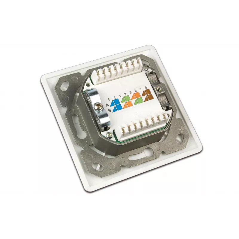 Wirewin DD-TRIO-C6 UP2 WS CAT6 afgeschermde inbouwdatadoos, 2-poorts, LSA, zuiver wit RAL 9010