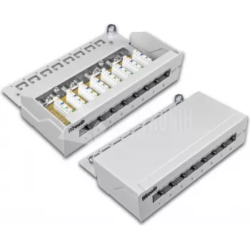 Wirewin DVP-TRIO-K5E 8 - 8-poorts Cat5e afgeschermd desktop-patchpaneel, LSA-aansluiting