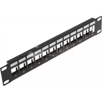 Wirewin TKS PANEL 12 12-poorts Keystone patchpaneel, 10 inch rackmount, afgeschermd, zwart