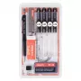 ARISTO mg1 pro Studio technische tekenpen-set, 4 pennen (0,25/0,35/0,50/0,70 mm), zwarte inkt, met passeradapter en reinigingsvloeistof AR64152
