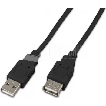 Wirewin USB A-A MF 0.5 SW USB 2.0 verlengkabel, 0,5 m, zwart